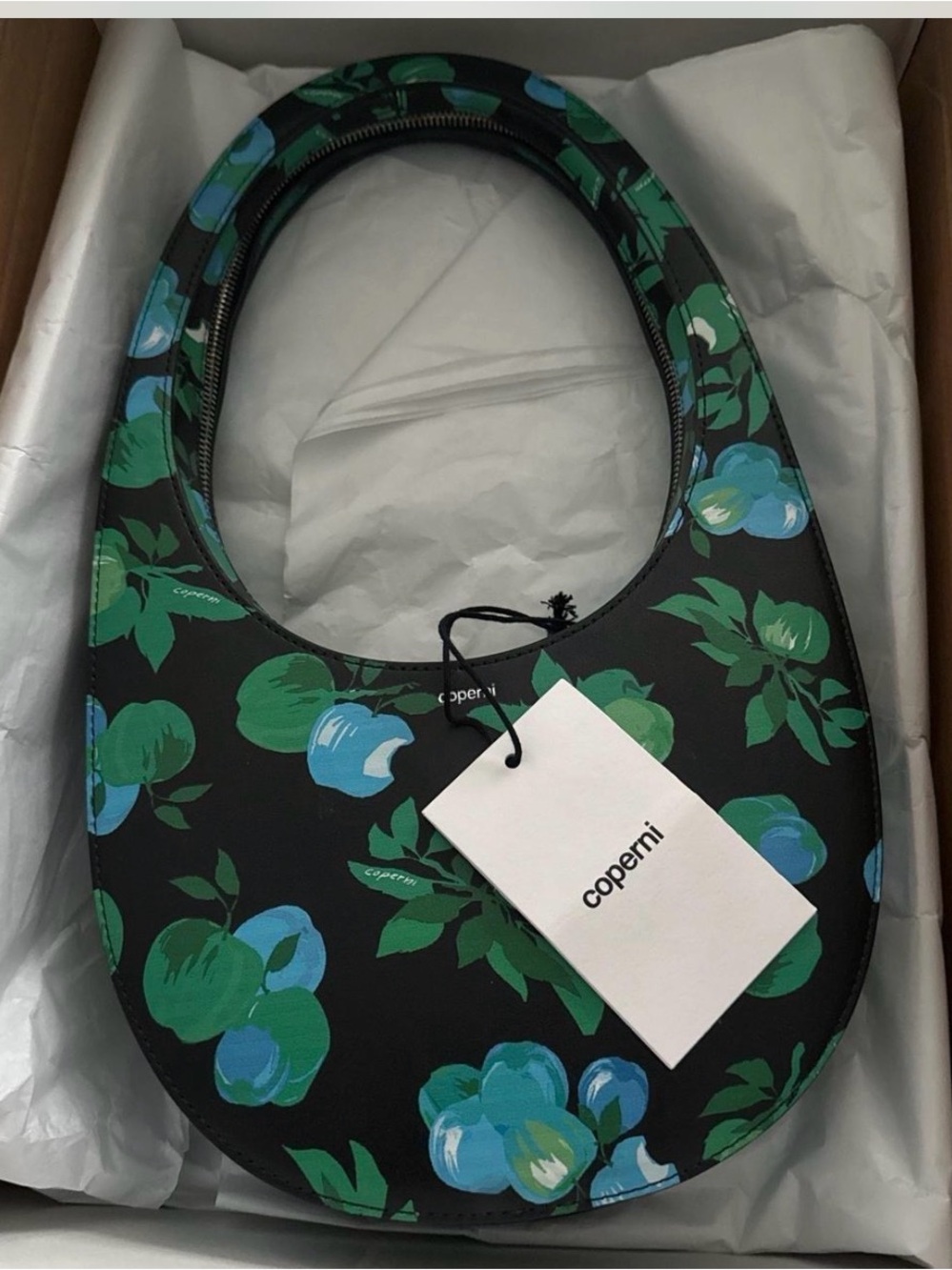 Coperni Black Bag with Green and Blue Floral Print